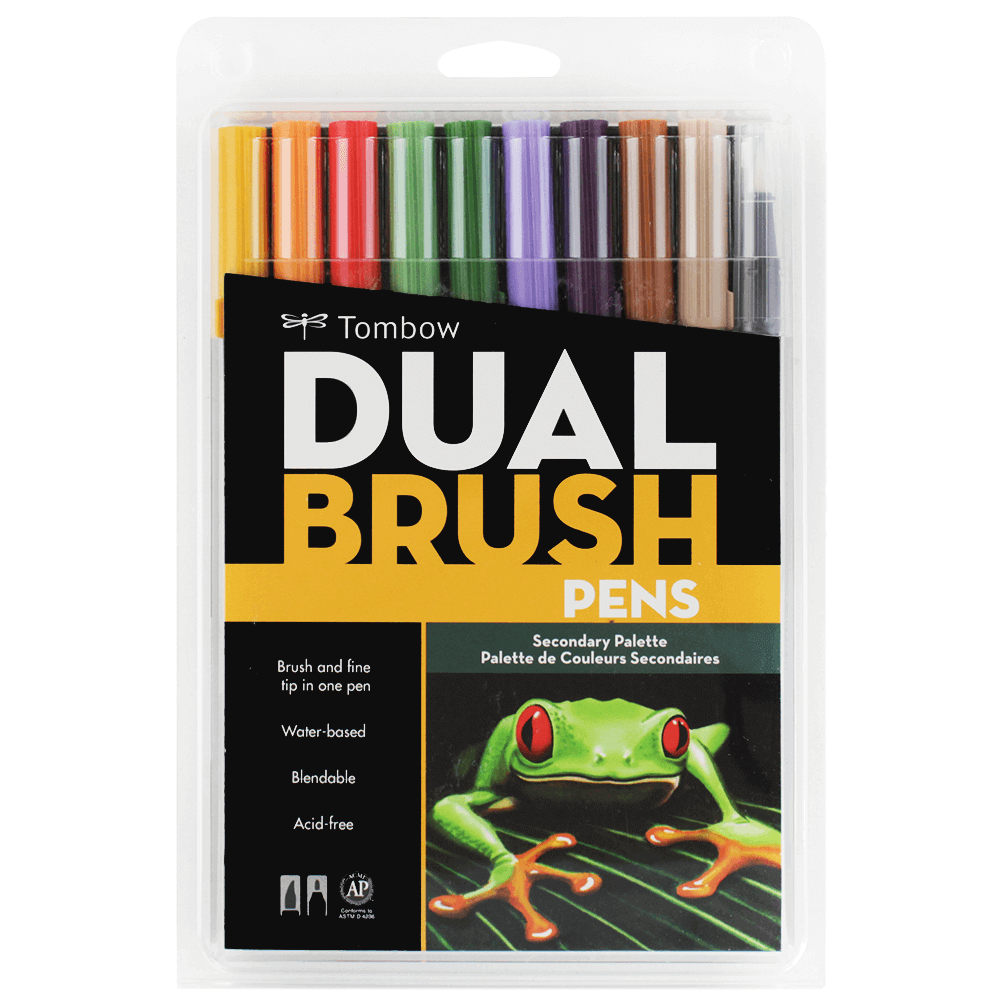 Caneta Pincel Dual Brush Tombow 10 Cores Secundárias